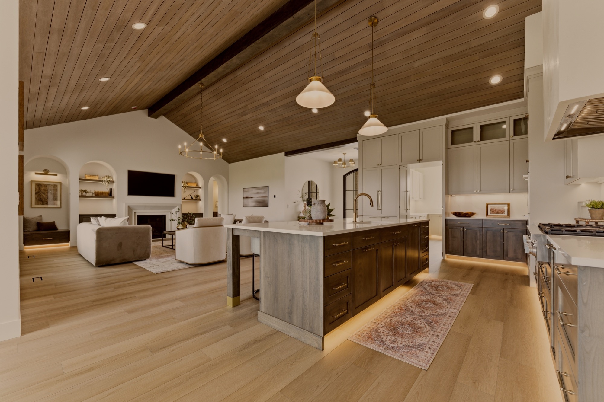 Bright, professionally photographed kitchen and living space